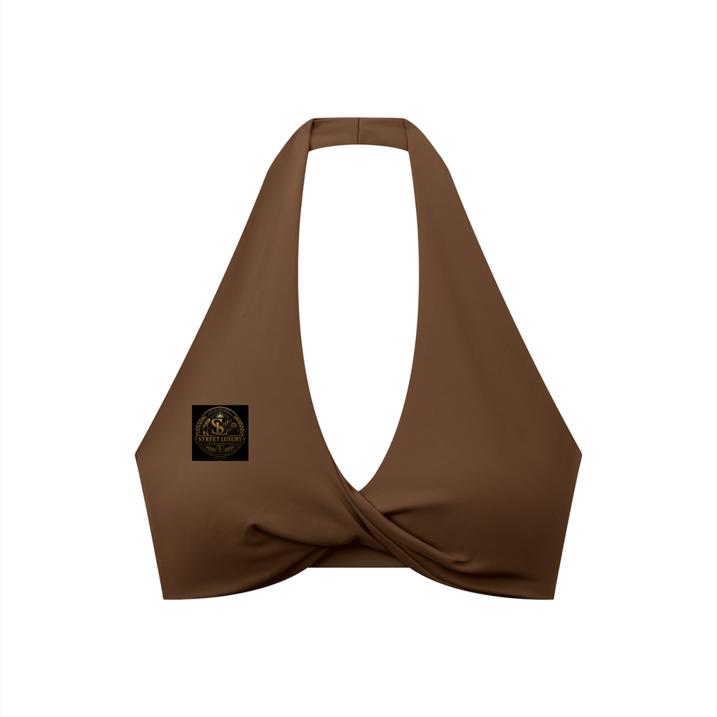 Women's Pleated Halter Sports Bra