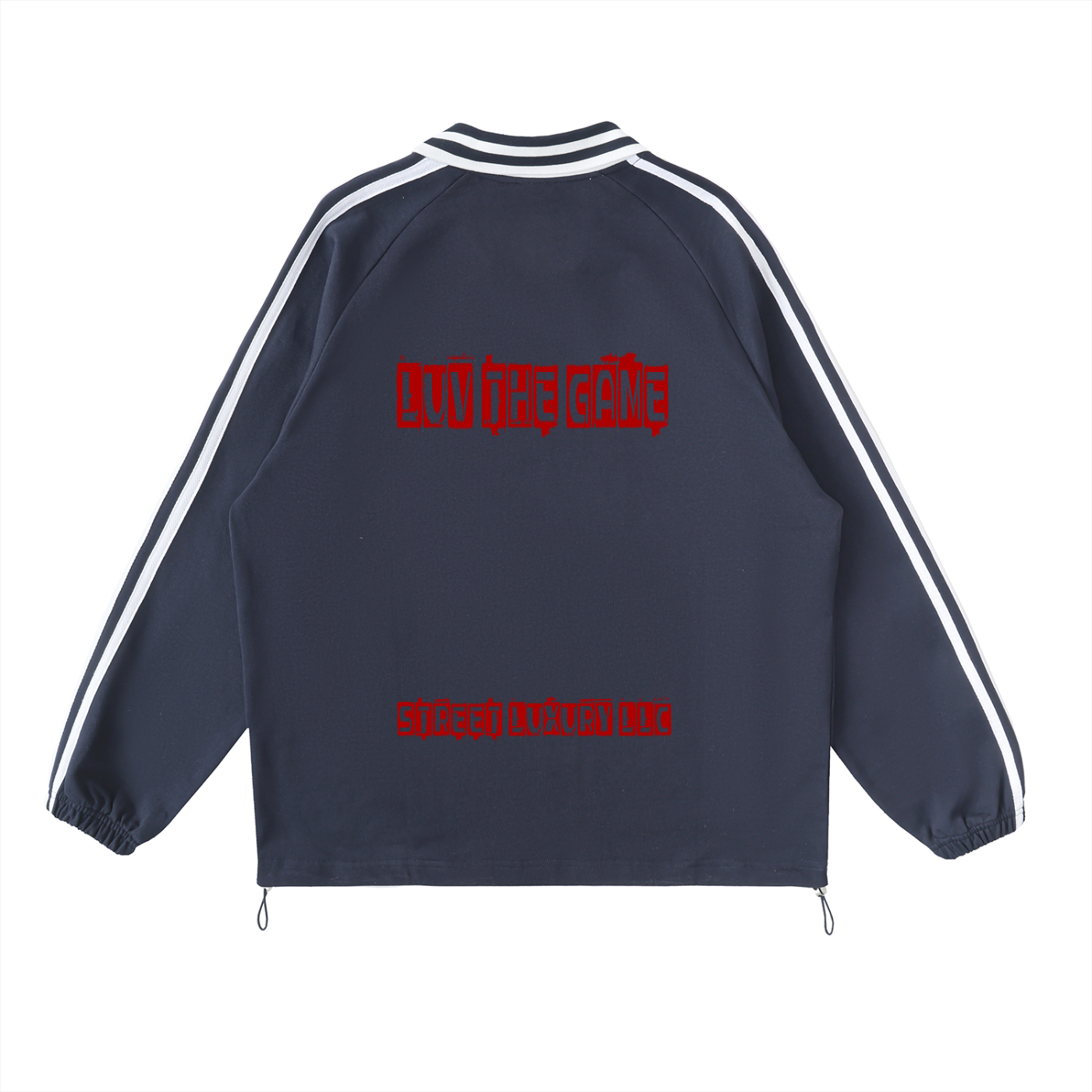 Contrast Striped Lapel Collar Sweatshirt